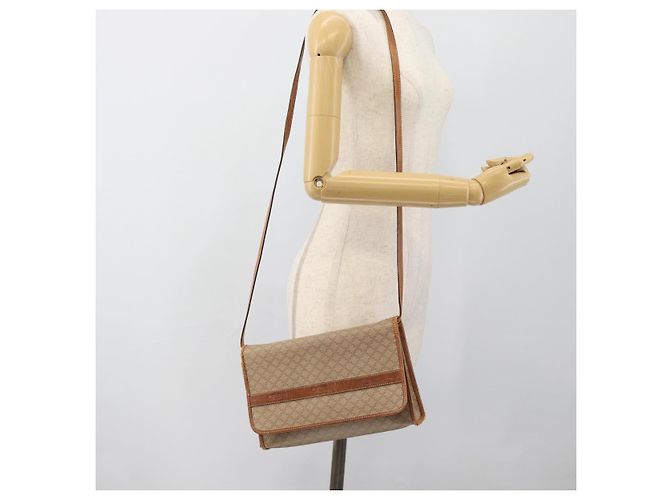 Céline Borsa a tracolla CELINE Macadam Canvas PVC Beige Oro Auth BA13377 D'oro - vista 24