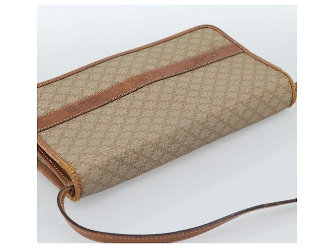 Céline Borsa a tracolla CELINE Macadam Canvas PVC Beige Oro Auth BA13377 D'oro - vista 6