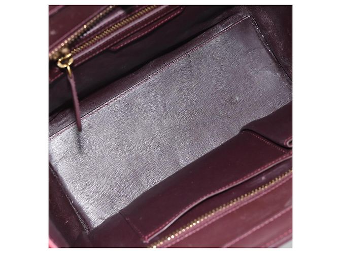 Céline Borsa CELINE Luggage Micro Shopper in Pelle Bordeaux Oro Autentica 185495A D'oro Bordò - vista 10