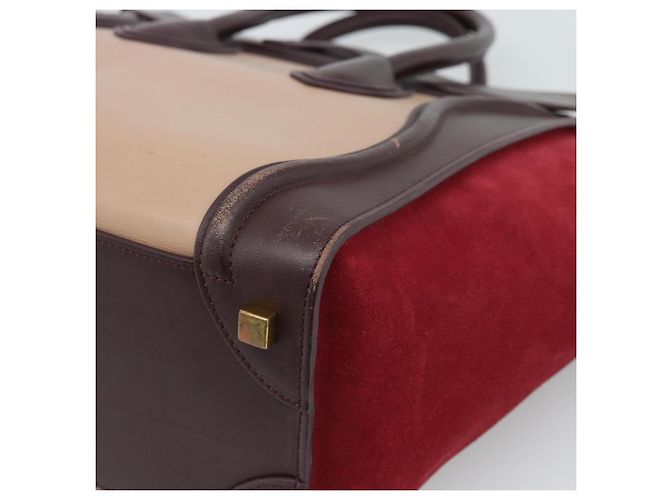 Céline Borsa CELINE Luggage Micro Shopper in Pelle Bordeaux Oro Autentica 185495A D'oro Bordò - vista 15