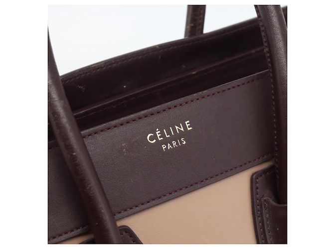 Céline Borsa CELINE Luggage Micro Shopper in Pelle Bordeaux Oro Autentica 185495A D'oro Bordò - vista 17
