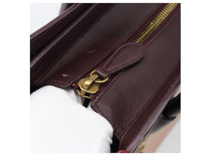 Céline Borsa CELINE Luggage Micro Shopper in Pelle Bordeaux Oro Autentica 185495A D'oro Bordò - vista 18