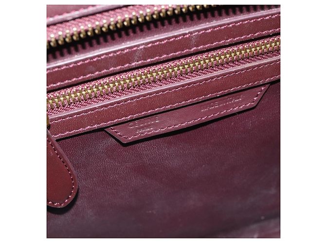 Céline Borsa CELINE Luggage Micro Shopper in Pelle Bordeaux Oro Autentica 185495A D'oro Bordò - vista 19