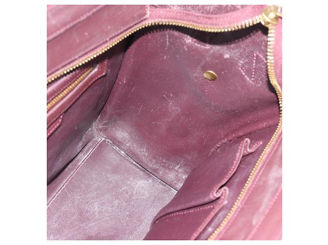 Céline Borsa CELINE Luggage Micro Shopper in Pelle Bordeaux Oro Autentica 185495A D'oro Bordò - vista 20