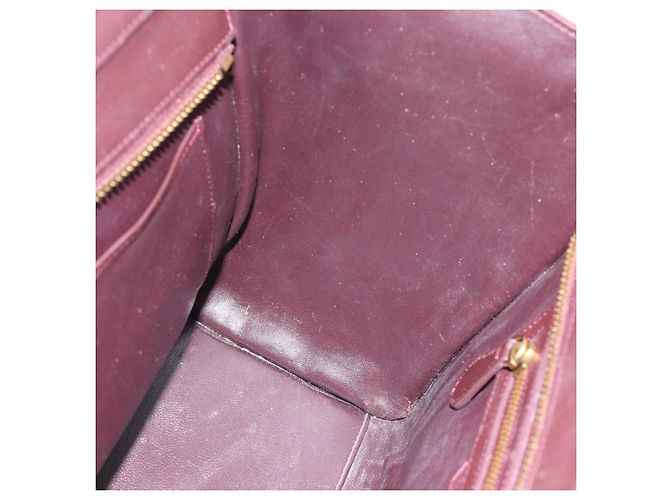 Céline Borsa CELINE Luggage Micro Shopper in Pelle Bordeaux Oro Autentica 185495A D'oro Bordò - vista 21
