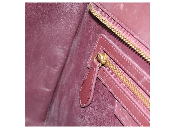 Céline Borsa CELINE Luggage Micro Shopper in Pelle Bordeaux Oro Autentica 185495A D'oro Bordò - vista 22