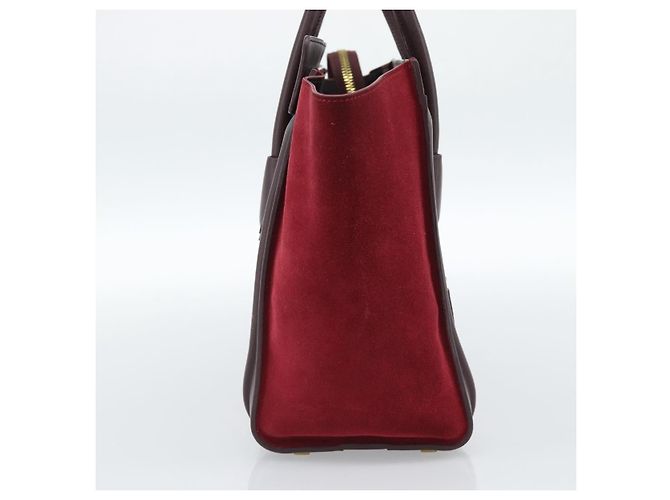 Céline Borsa CELINE Luggage Micro Shopper in Pelle Bordeaux Oro Autentica 185495A D'oro Bordò - vista 3
