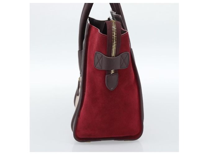 Céline Borsa CELINE Luggage Micro Shopper in Pelle Bordeaux Oro Autentica 185495A D'oro Bordò - vista 4
