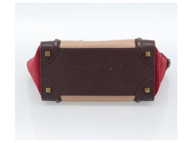 Céline Borsa CELINE Luggage Micro Shopper in Pelle Bordeaux Oro Autentica 185495A D'oro Bordò - vista 5