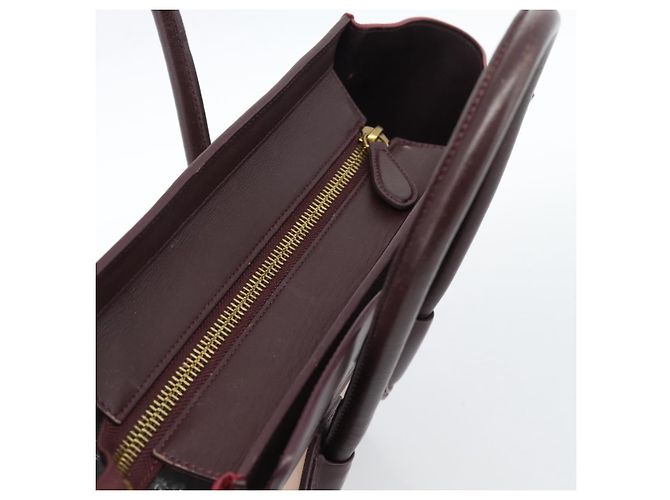 Céline Borsa CELINE Luggage Micro Shopper in Pelle Bordeaux Oro Autentica 185495A D'oro Bordò - vista 6