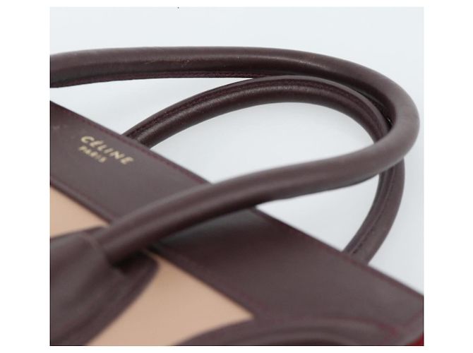 Céline Borsa CELINE Luggage Micro Shopper in Pelle Bordeaux Oro Autentica 185495A D'oro Bordò - vista 8