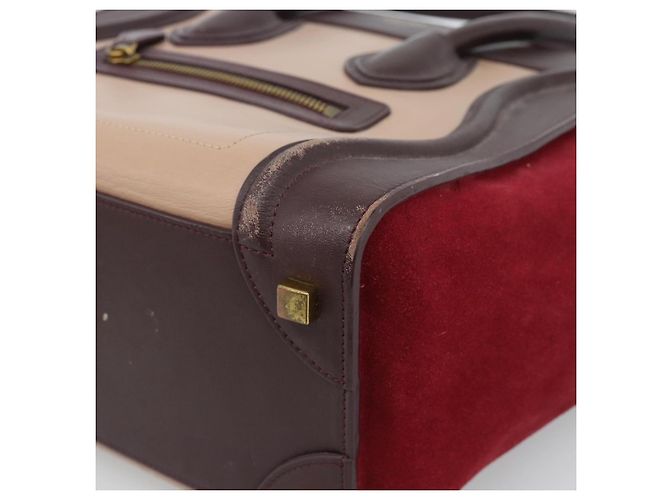 Céline Borsa CELINE Luggage Micro Shopper in Pelle Bordeaux Oro Autentica 185495A D'oro Bordò - vista 9