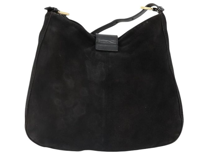 Borsa a tracolla FENDI Mamma Baguette in scamosciato nero e oro Auth 185022 D'oro - vista 2
