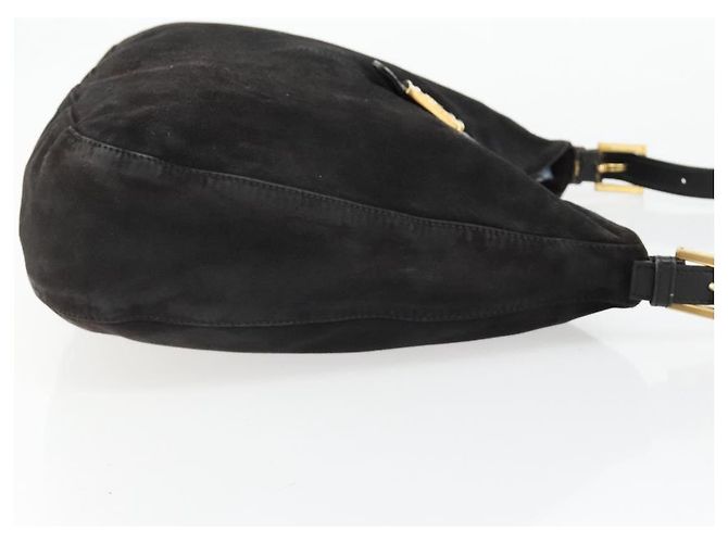 Borsa a tracolla FENDI Mamma Baguette in scamosciato nero e oro Auth 185022 D'oro - vista 4