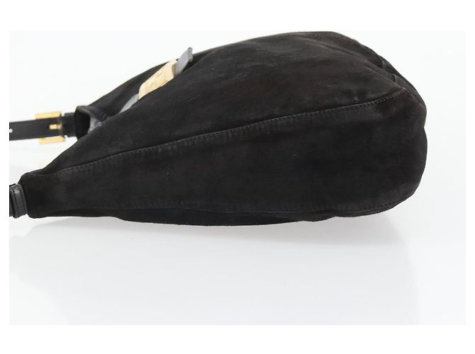 Borsa a tracolla FENDI Mamma Baguette in scamosciato nero e oro Auth 185022 D'oro - vista 5