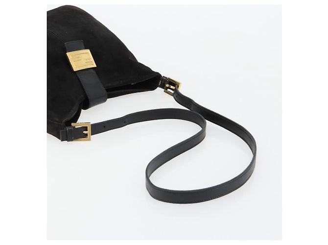 Borsa a tracolla FENDI Mamma Baguette in scamosciato nero e oro Auth 185022 D'oro - vista 8