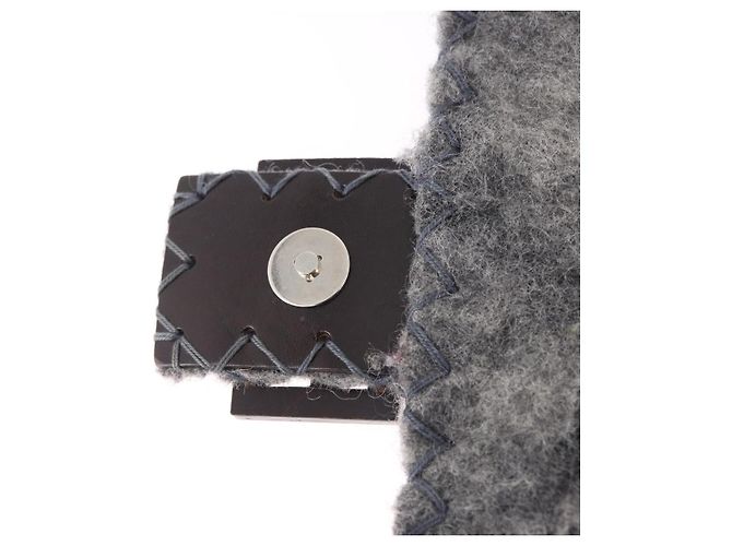 FENDI Borsa a tracolla Floral Mamma Baguette in feltro Grigio Argento Autentica 185390SAM Marrone - vista 10