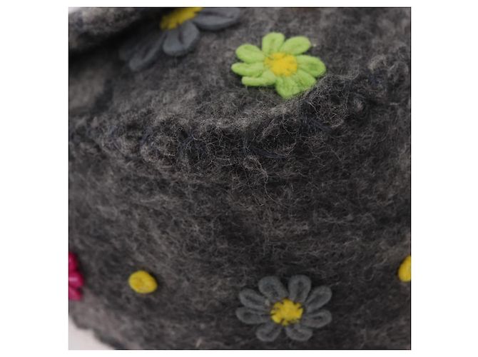 FENDI Borsa a tracolla Floral Mamma Baguette in feltro Grigio Argento Autentica 185390SAM Marrone - vista 14