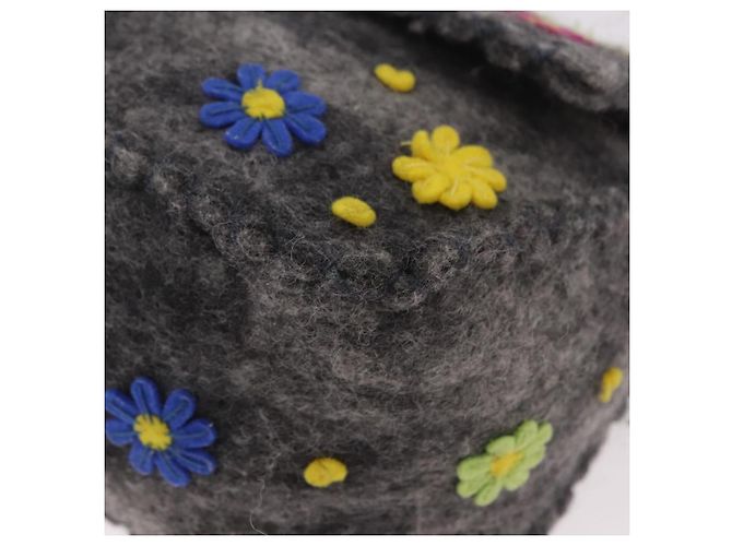 FENDI Borsa a tracolla Floral Mamma Baguette in feltro Grigio Argento Autentica 185390SAM Marrone - vista 15