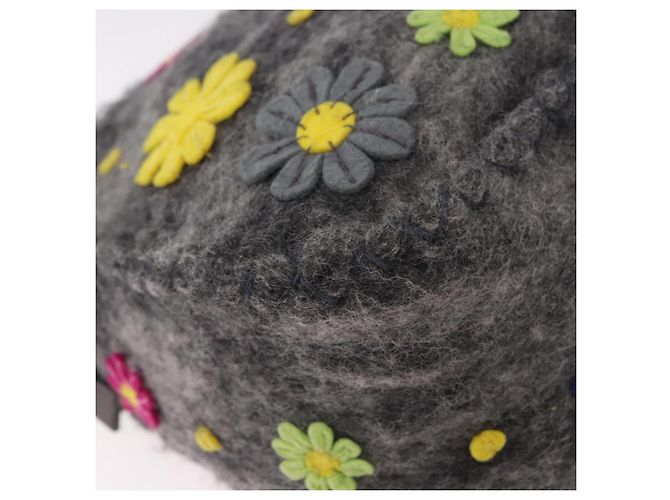 FENDI Borsa a tracolla Floral Mamma Baguette in feltro Grigio Argento Autentica 185390SAM Marrone - vista 16