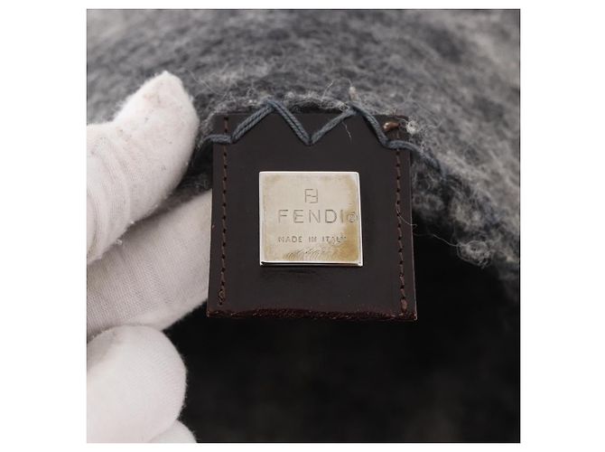 FENDI Borsa a tracolla Floral Mamma Baguette in feltro Grigio Argento Autentica 185390SAM Marrone - vista 20