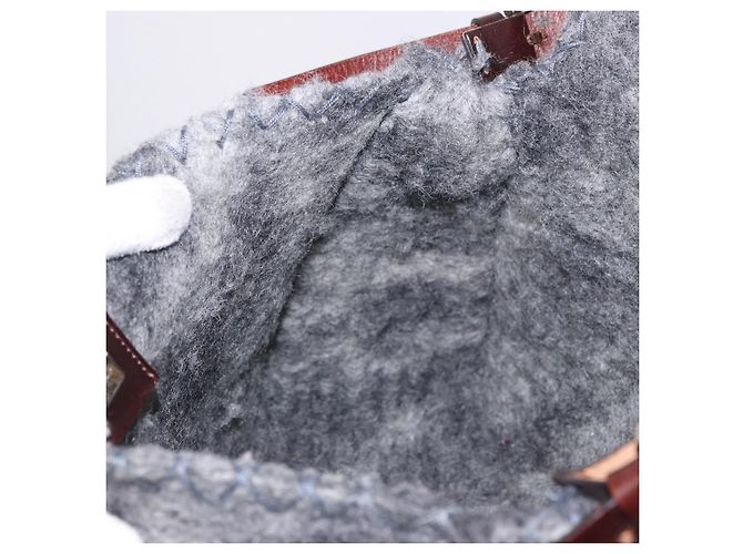 FENDI Borsa a tracolla Floral Mamma Baguette in feltro Grigio Argento Autentica 185390SAM Marrone - vista 21