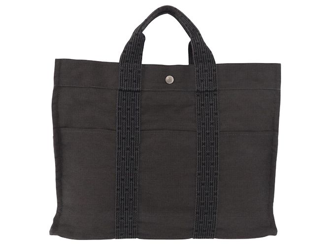 Hermès HERMES Her Line MM Handtasche Canvas Grau Silber Authentisch 184699 Braun - Ansicht 13