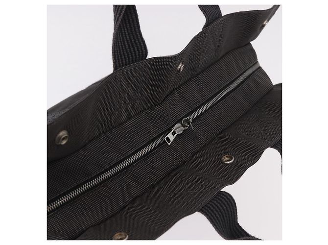 Hermès HERMES Her Line MM Handtasche Canvas Grau Silber Authentisch 184699 Braun - Ansicht 6