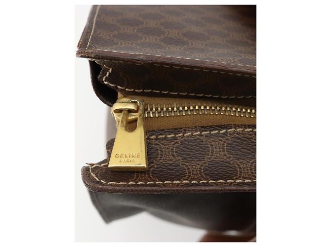 Céline CELINE Macadam Canvas Tote Bag PVC Leder Braun Gold Authentisch ep14781 Golden - Ansicht 10