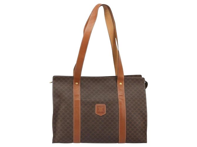 Céline CELINE Macadam Canvas Tote Bag PVC Leder Braun Gold Authentisch ep14781 Golden - Ansicht 13