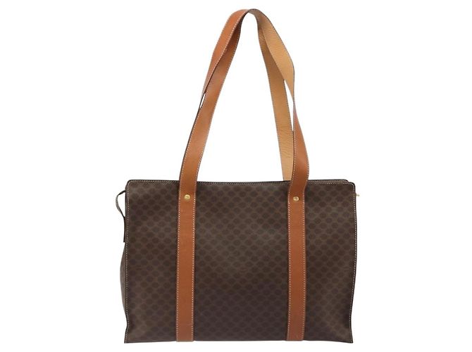 Céline CELINE Macadam Canvas Tote Bag PVC Leder Braun Gold Authentisch ep14781 Golden - Ansicht 2