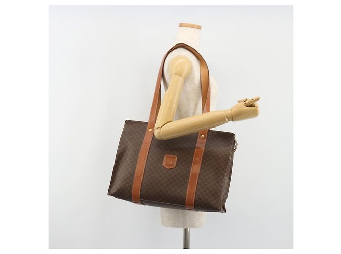 Céline CELINE Macadam Canvas Tote Bag PVC Leder Braun Gold Authentisch ep14781 Golden - Ansicht 24