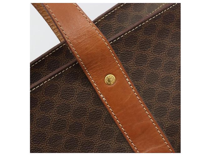 Céline CELINE Macadam Canvas Tote Bag PVC Leder Braun Gold Authentisch ep14781 Golden - Ansicht 9
