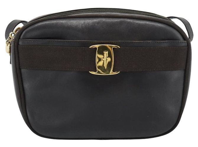Borsa a tracolla Salvatore Ferragamo Vala in pelle marrone oro Auth ka4659 D'oro - vista 13