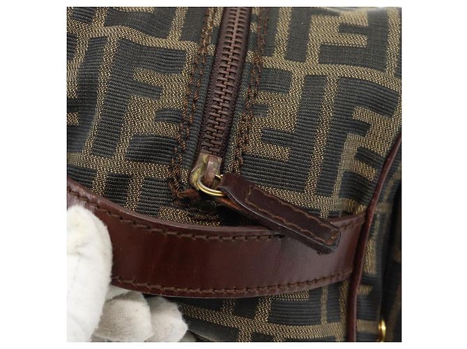Clutch FENDI in tela Zucca Nero Marrone Auth bs35551 - vista 10