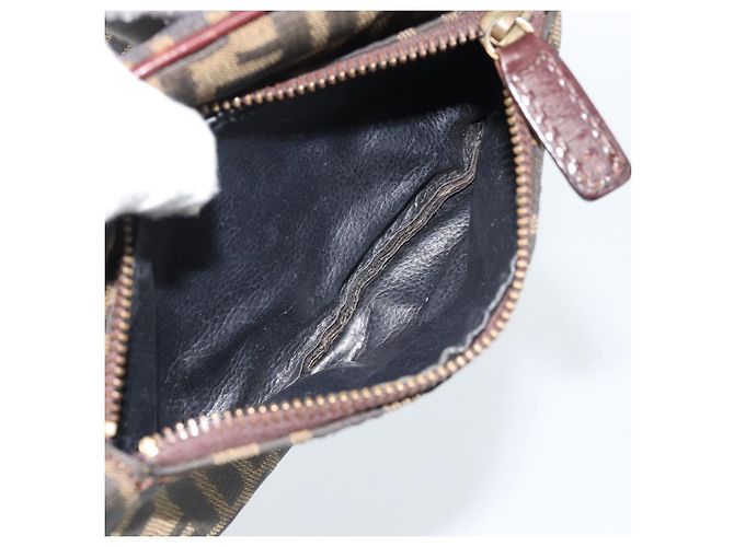 Clutch FENDI in tela Zucca Nero Marrone Auth bs35551 - vista 12