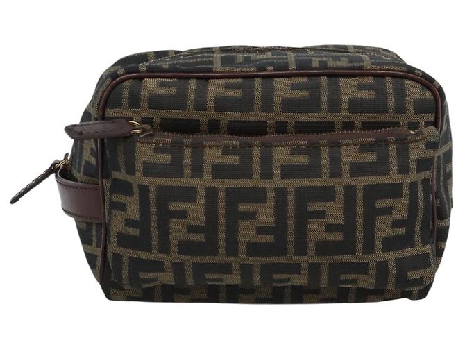 Clutch FENDI in tela Zucca Nero Marrone Auth bs35551 - vista 13