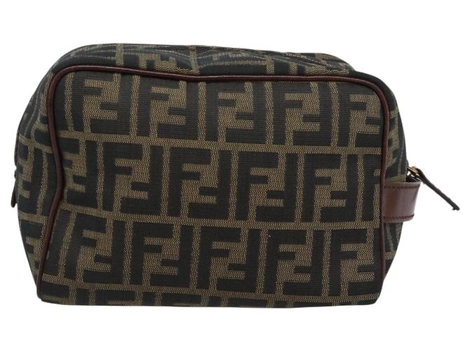 Clutch FENDI in tela Zucca Nero Marrone Auth bs35551 - vista 2