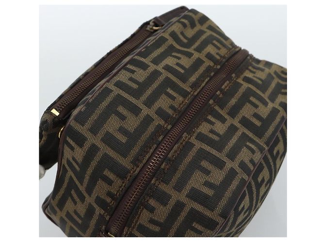Clutch FENDI in tela Zucca Nero Marrone Auth bs35551 - vista 5