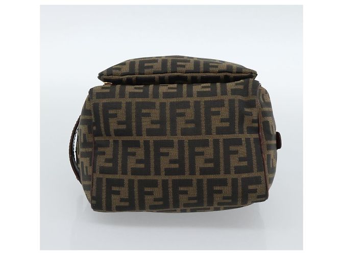 Clutch FENDI in tela Zucca Nero Marrone Auth bs35551 - vista 6