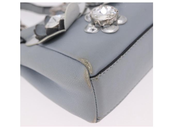 FENDI Schultertasche aus Leder 2way Hellblau Silber Auth bs35546 - Ansicht 10