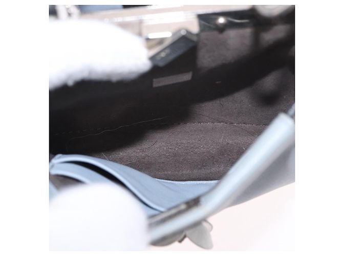 FENDI Schultertasche aus Leder 2way Hellblau Silber Auth bs35546 - Ansicht 11