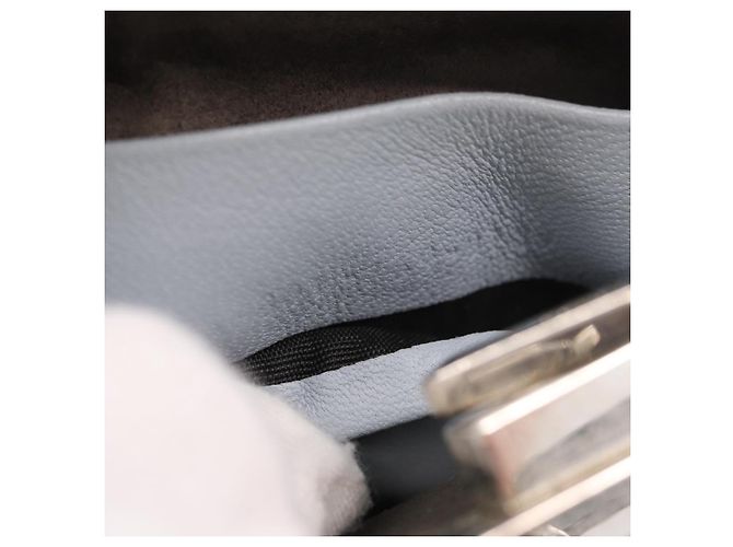 FENDI Schultertasche aus Leder 2way Hellblau Silber Auth bs35546 - Ansicht 12