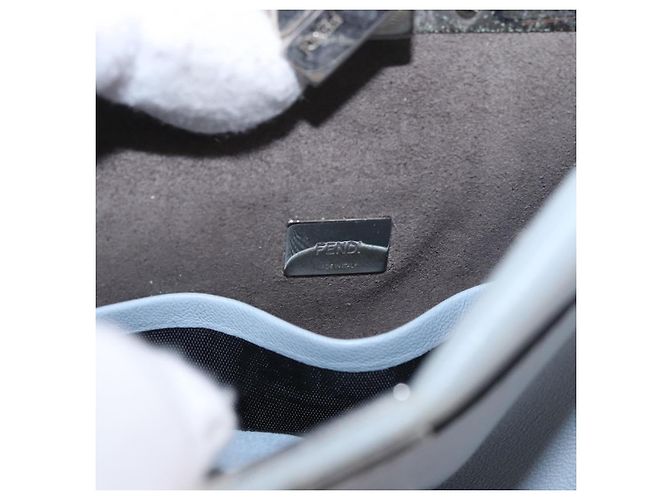 FENDI Schultertasche aus Leder 2way Hellblau Silber Auth bs35546 - Ansicht 19