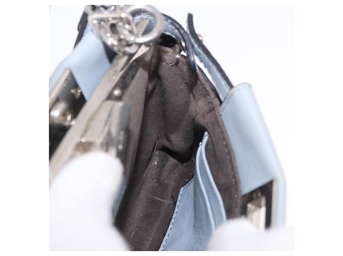 FENDI Schultertasche aus Leder 2way Hellblau Silber Auth bs35546 - Ansicht 20