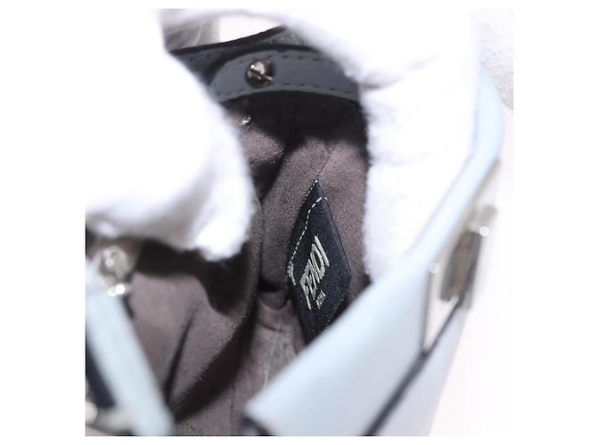 FENDI Schultertasche aus Leder 2way Hellblau Silber Auth bs35546 - Ansicht 24