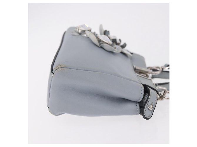 FENDI Schultertasche aus Leder 2way Hellblau Silber Auth bs35546 - Ansicht 3