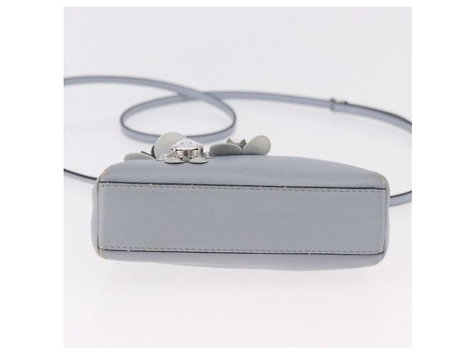 FENDI Schultertasche aus Leder 2way Hellblau Silber Auth bs35546 - Ansicht 5