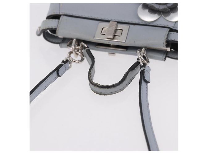 FENDI Schultertasche aus Leder 2way Hellblau Silber Auth bs35546 - Ansicht 7