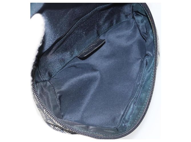 Christian Dior Trotter Canvas Saddle Pouch Navy Gold Auth 184973A Golden Marineblau - Ansicht 10